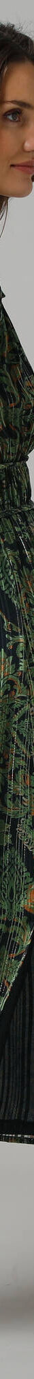 Robe manches longues détails volantés, voile jacquard imprimé (noir / vert) Robe manches longues détails volantés, voile jacquard imprimé (noir / vert)